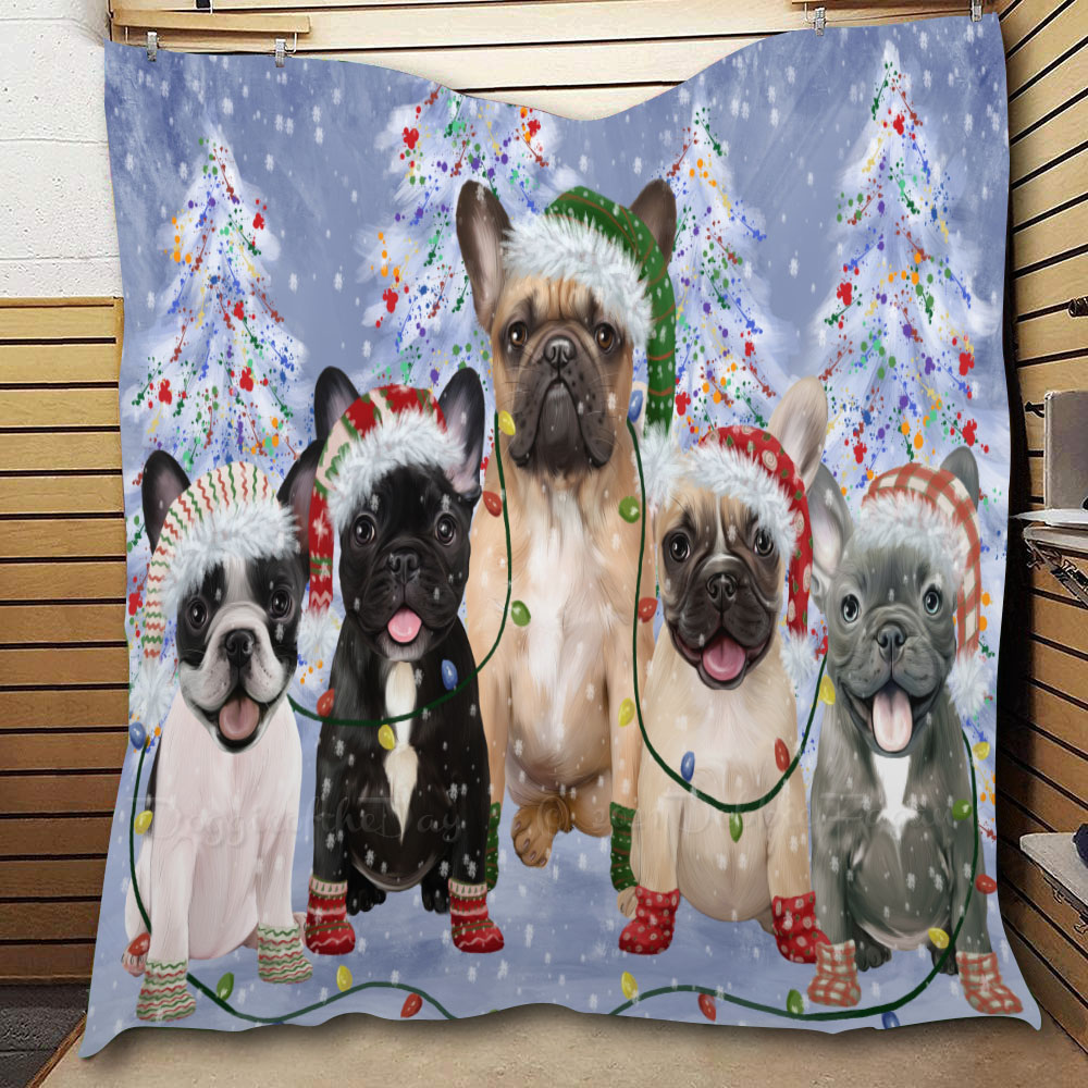 French Bulldog Quilt Dog Bedding Personalized Christmas Gift Many